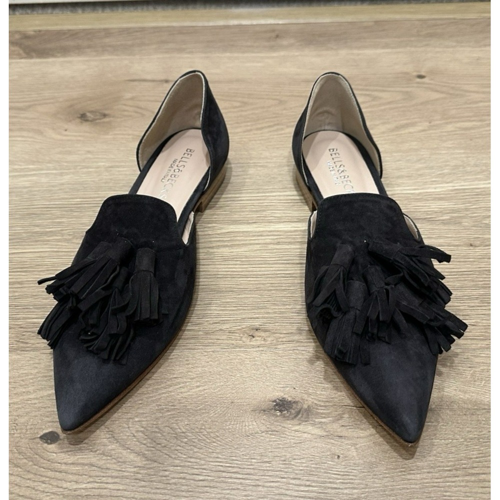 NEW Dk Gray Bells & Becks 'The Mia' d'Orsay Two-piece Flats Suede 37.5 Italy